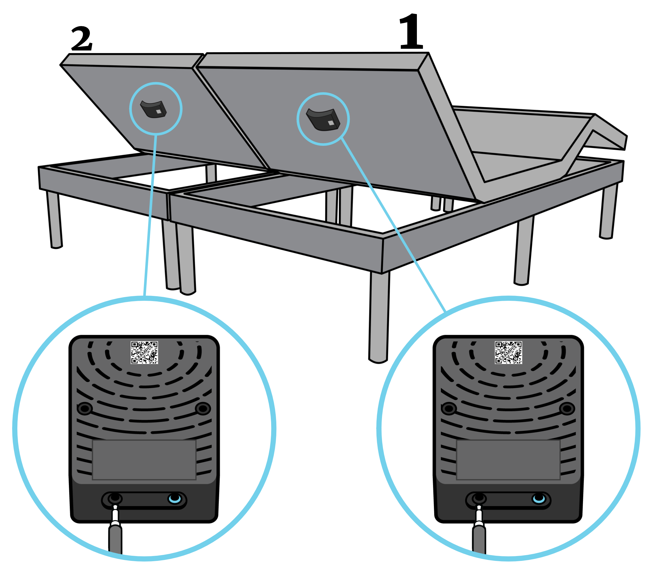 dual base elevated with two processors mounted on underside.